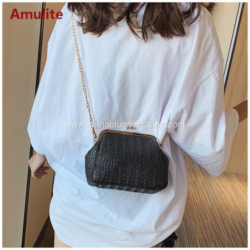 Ladies fashion bags women shoulder woven straw handbags